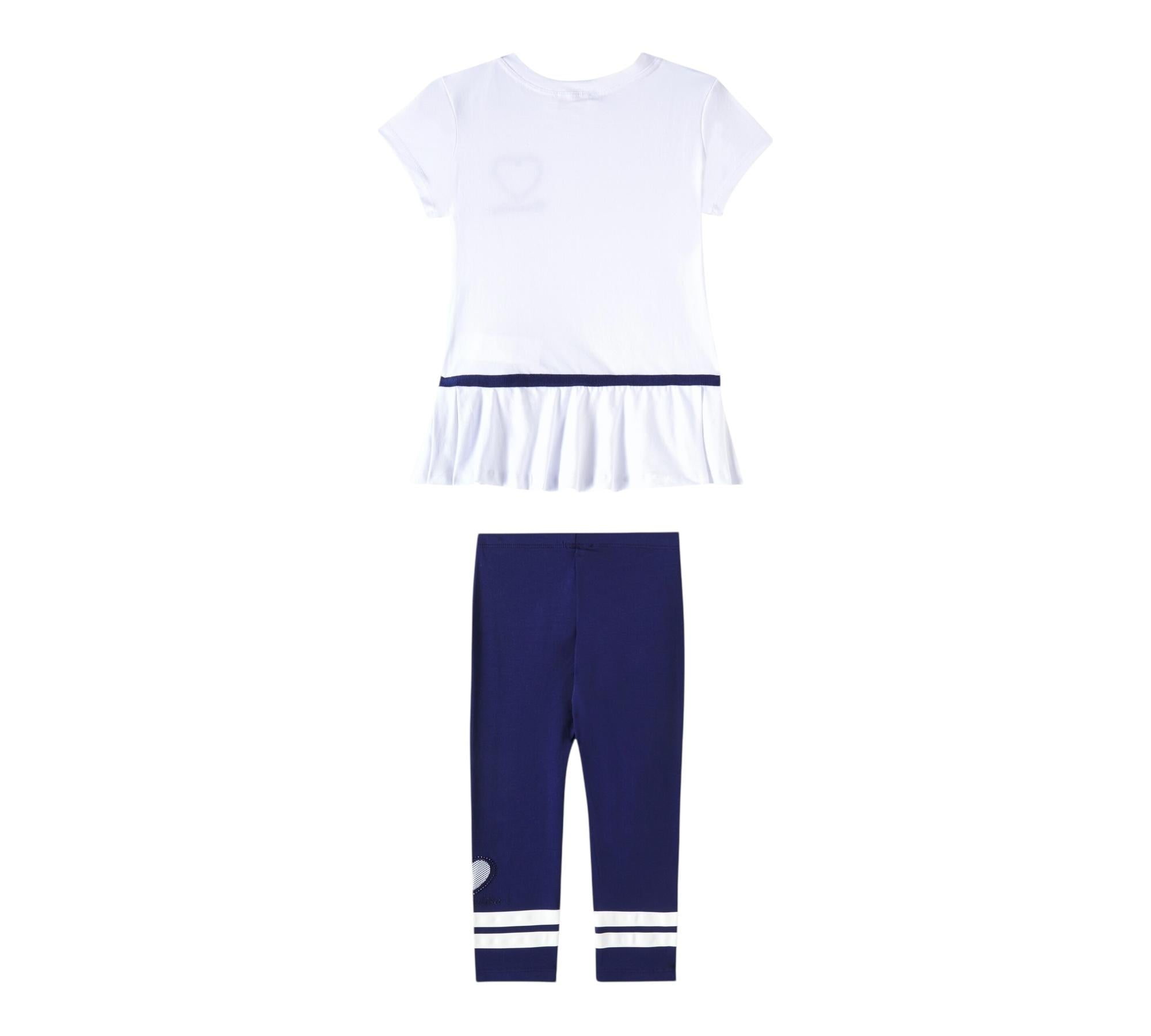 Monnalisa Completo 2 Pezzi T-Shirt-Leggins Bicolore per Bambina 19E500 BIANCO/BLU MONNALISA 