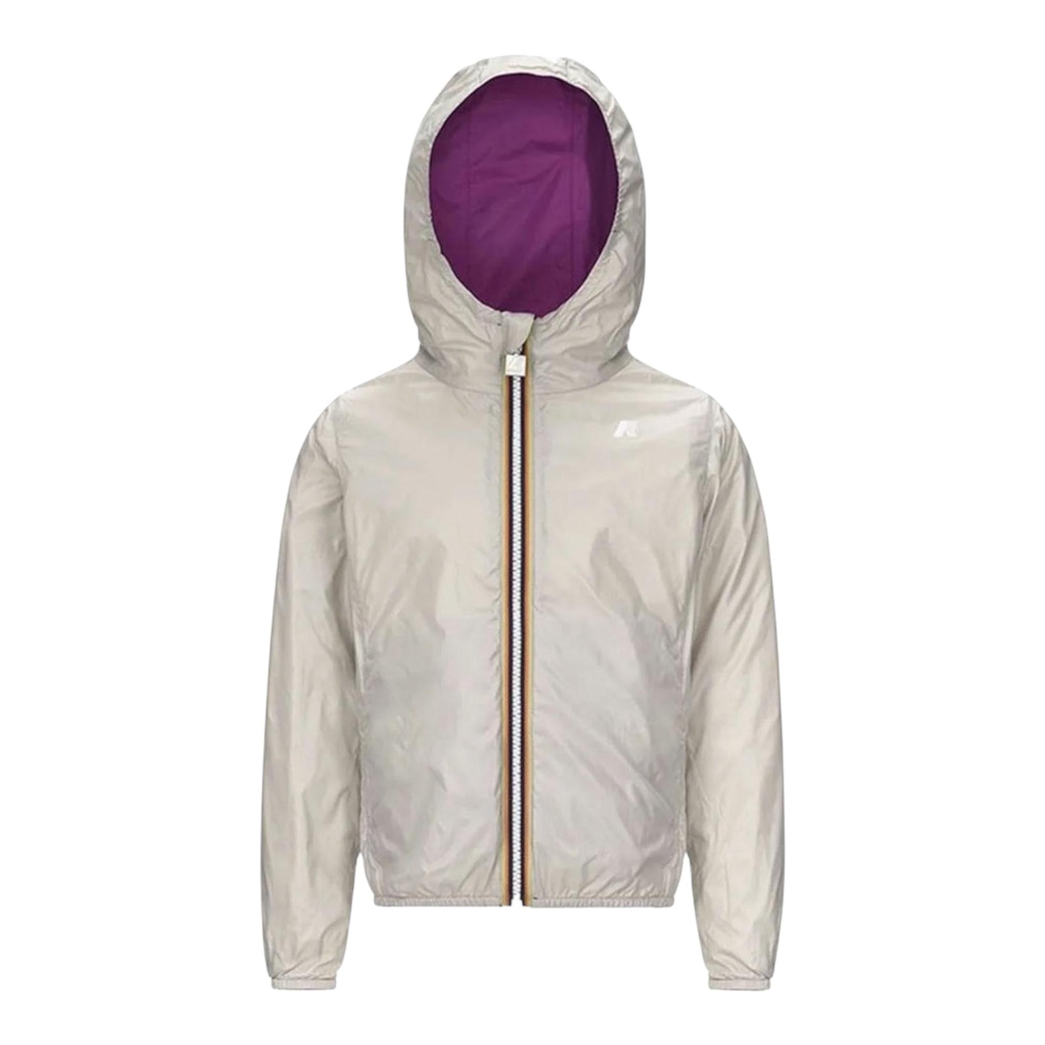 K-Way Giubbino Reversibile con Zip E Cappuccio per Bambina K61313W VIOLA/GRIGIO K-WAY 