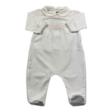 Little Bear Langarm-Strampler, einfarbig, mit Kontrastdruck, weiß, für Babys