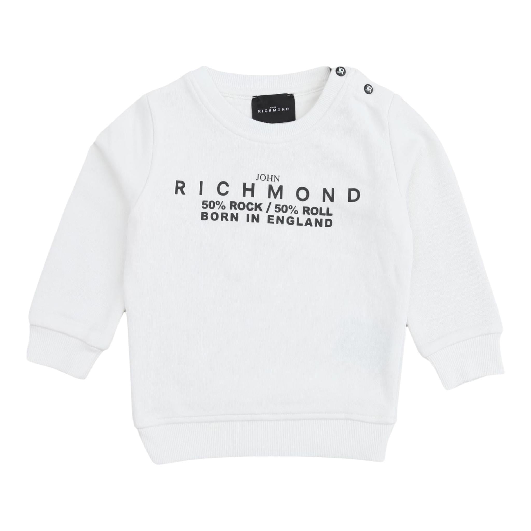 John Richmond Felpa Girocollo Tinta Unita con Stampa per Neonato RIA24035FE BIANCO JOHN RICHMOND 