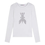 Patrizia Pepe Shirt Girocollo Tinta Unita con Brillantini per Bambina 7M0752 BIANCO PATRIZIA PEPE 
