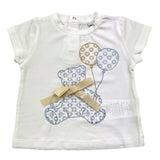 Le Bebe' Einfarbiges T-Shirt mit Rundhalsausschnitt und kontrastierendem Aufdruck in Weiß für Baby-Mädchen