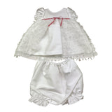 La Stupenderia Set Abito Cerimonia-Culotte Tinta Unita per Neonata CBAB54 BIANCO LA STUPENDERIA 