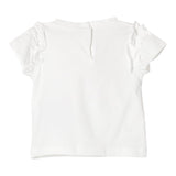 Liu Jo Einfarbiges T-Shirt mit Rundhalsausschnitt und kontrastierendem Print in Weiß für Baby-Mädchen