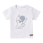 Mini Banda T-Shirt Tinta Unita Girocollo con Stampa per Neonato 3B609 BIANCO MINI BANDA 