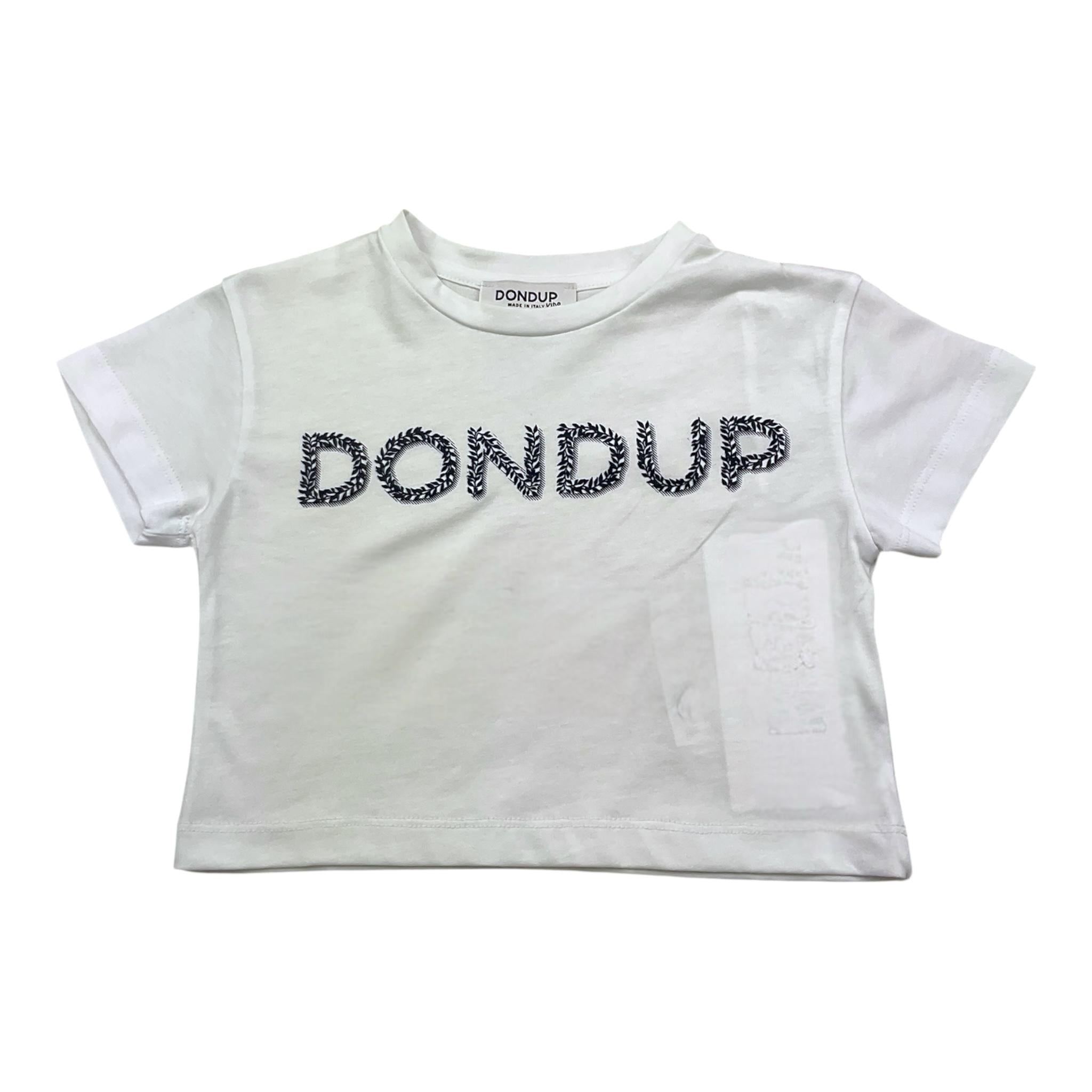 Dondup T-Shirt Girocollo Tinta Unita con Stampa per Neonata DFTS023N BIANCO DONDUP 