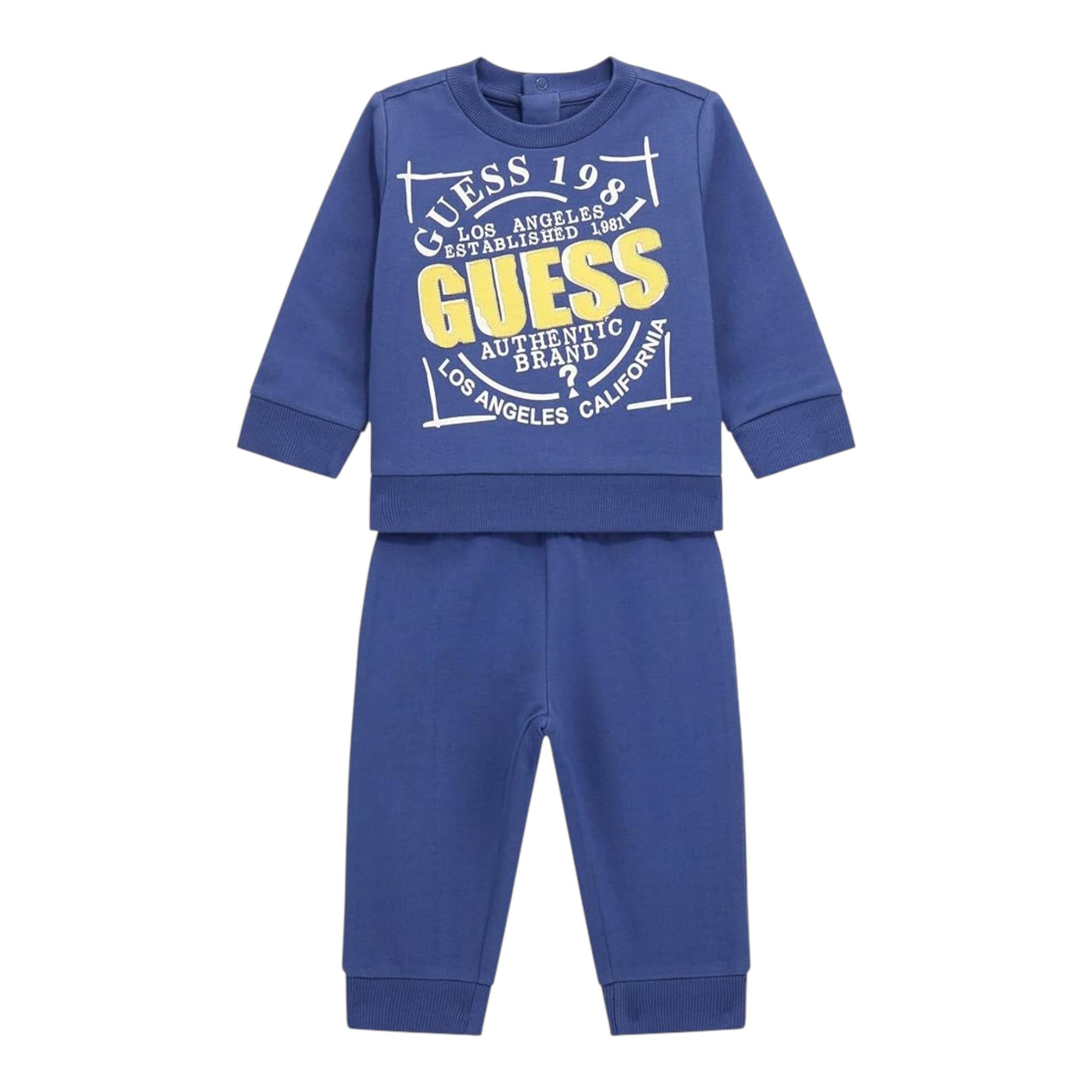 GUESS completo 2 pezzi felpa-pantalone tinta unita Blu per Neonato N4YG14KA6R0 BLU GUESS 