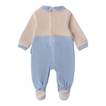 MINI BANDA tutina bicolore con stampa e colletto Azzurro/beige per Neonato 3A649 AZZURRO/BEIGE MINI BANDA 