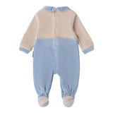 MINI BANDA tutina bicolore con stampa e colletto Azzurro/beige per Neonato 3A649 AZZURRO/BEIGE MINI BANDA 