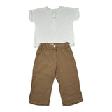 Barcellino Completo 2 Pezzi T-Shirt-Pantalone Bicolore per Bambina 120412 BIANCO/BEIGE BARCELLINO 