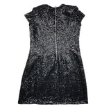Balmain Schwarzes, einfarbiges Kleid mit halblangen Ärmeln und Pailletten für Mädchen