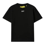 Off-White – Einfarbiges T-Shirt mit Rundhalsausschnitt und Print in Schwarz für Jungen