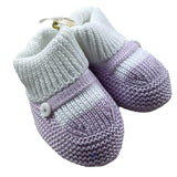 Zweifarbige Babyschuhe „Little Bear“ in Weiß/Flieder