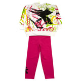 Diadora 2-teiliges Set Sweatshirt-Leggings Weiß/Fuchsia für Baby Mädchen