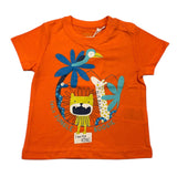 Losan Rundhals-T-Shirt einfarbig mit Kontrastdrucken Orange für Neugeborene