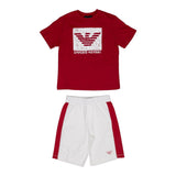 Emporio Armani 2-teiliges Set T-Shirt-Bermuda zweifarbig weiß/rot für Neugeborene
