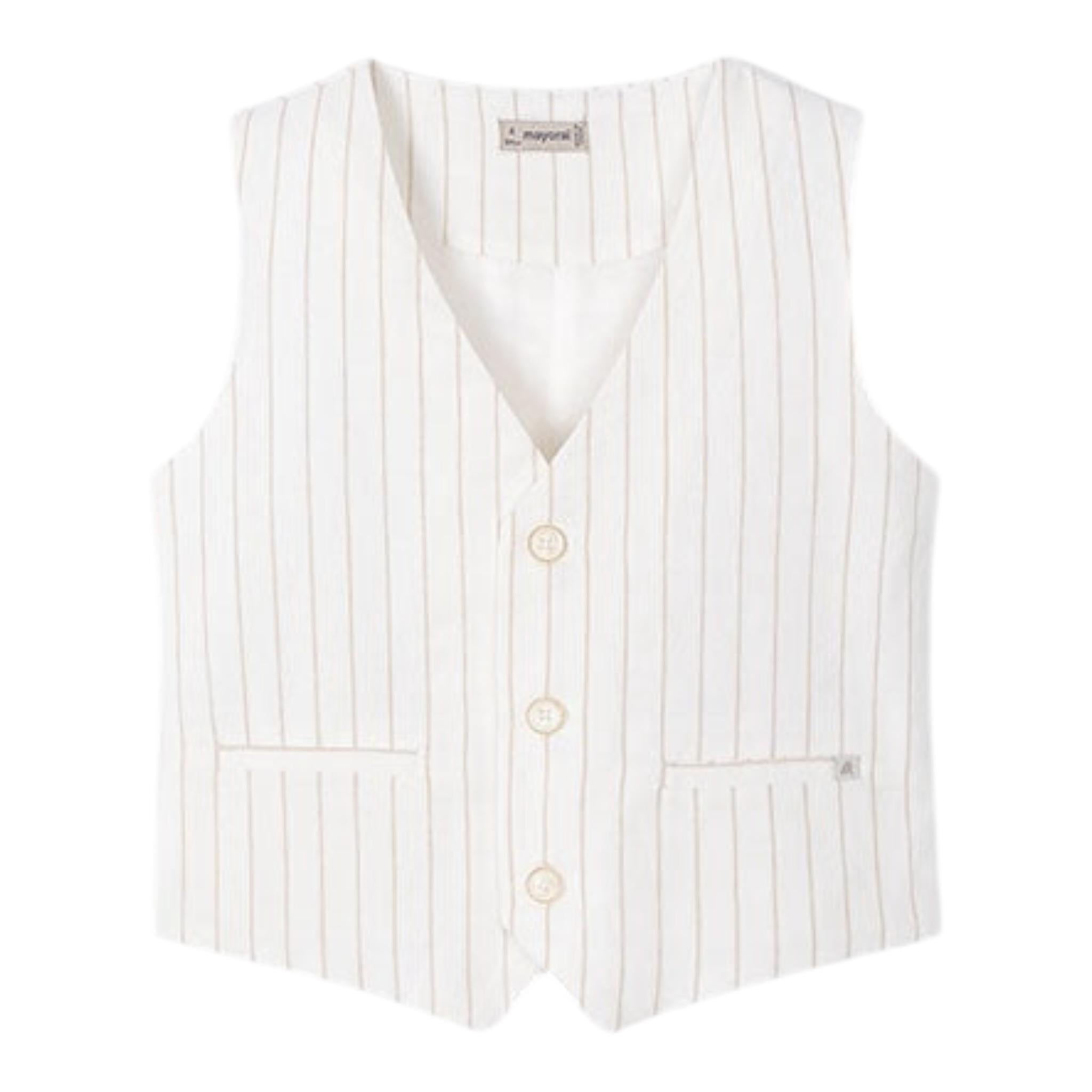 Mayoral Gilet Tinta Unita con Fantasia A Righe per Bambino 3369 BIANCO MAYORAL 
