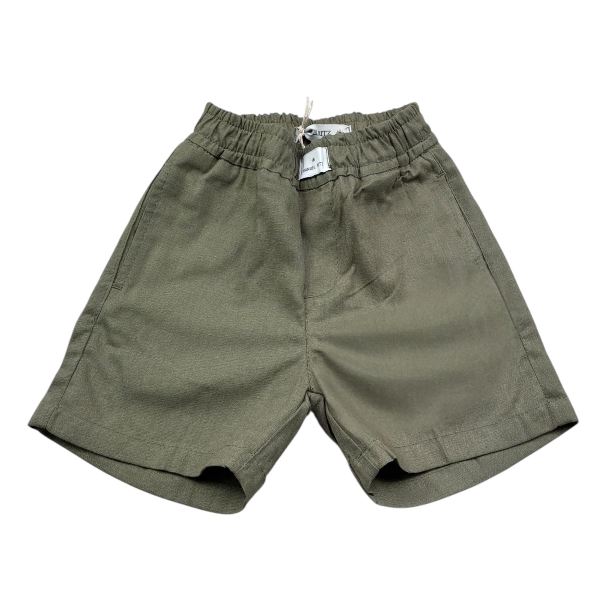 Manuel Ritz Bermuda Tinta Unita con Elastico In Vita per Bambino MR3118 VERDE MANUEL RITZ 