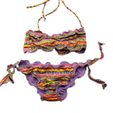 Mefui Bikini-Modell-Kostüm, einfarbig, mit mehrfarbigem Bandeau-Slip-Muster für Mädchen