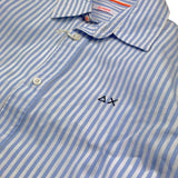 Sun68 Camicia Tinta Unita con Fantasia A Righe per Bambino CPB353033 BIANCO/AZZURRO SUN68 