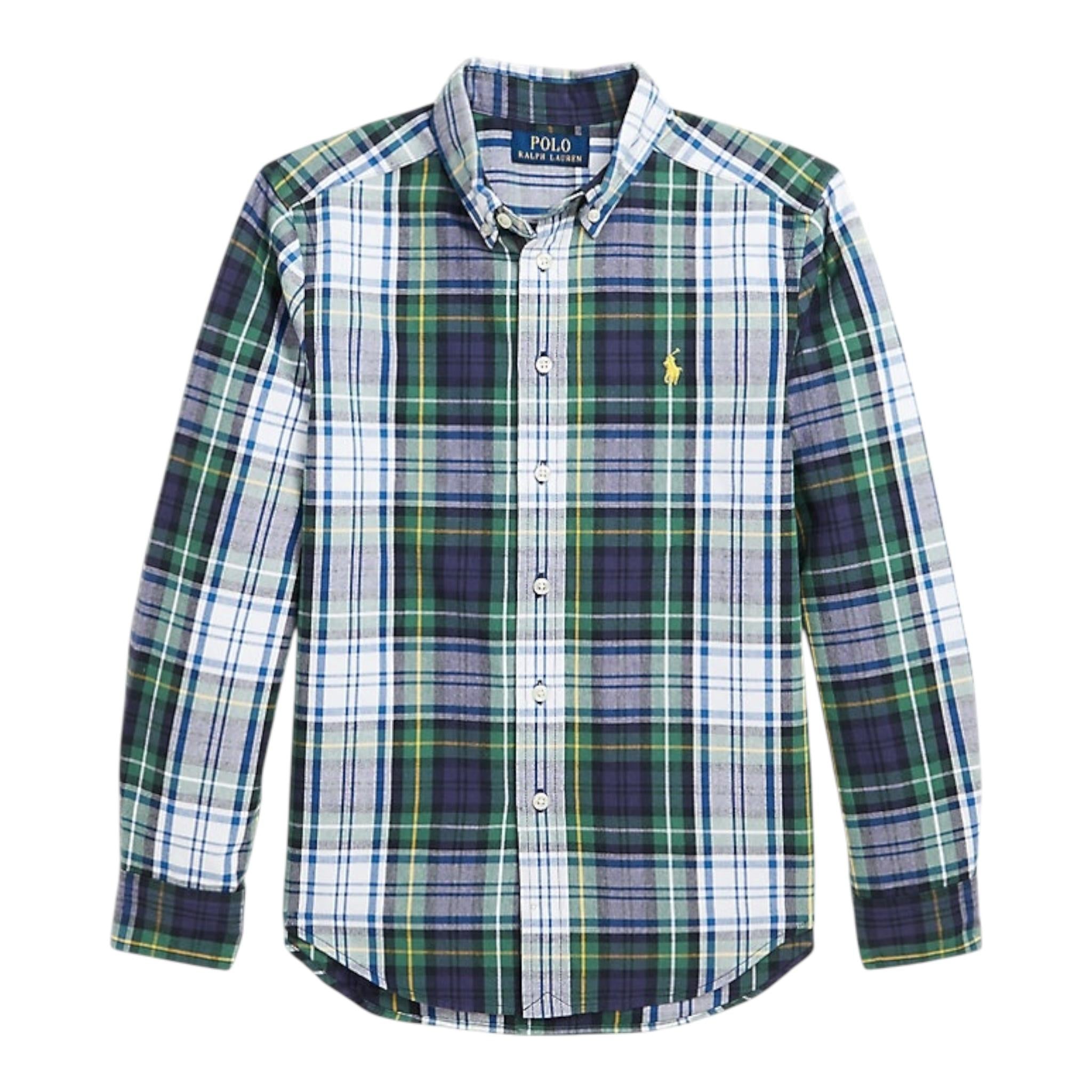 RALPH LAUREN camicia tricolore tinta unita con fantasia a righe Verde per Bambino 323952201002X VERDE RALPH LAUREN 