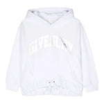 GIVENCHY felpa chiusa con cappuccio tinta unita con logo Bianco per Bambina H15348 BIANCO GIVENCHY 