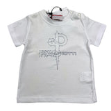 Cesare Paciotti Einfarbiges T-Shirt mit Rundhalsausschnitt und weißem Logo-Print für Neugeborene