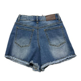 Cecyle Einfarbige Jeansshorts mit verstellbarem Bund Blau für Mädchen