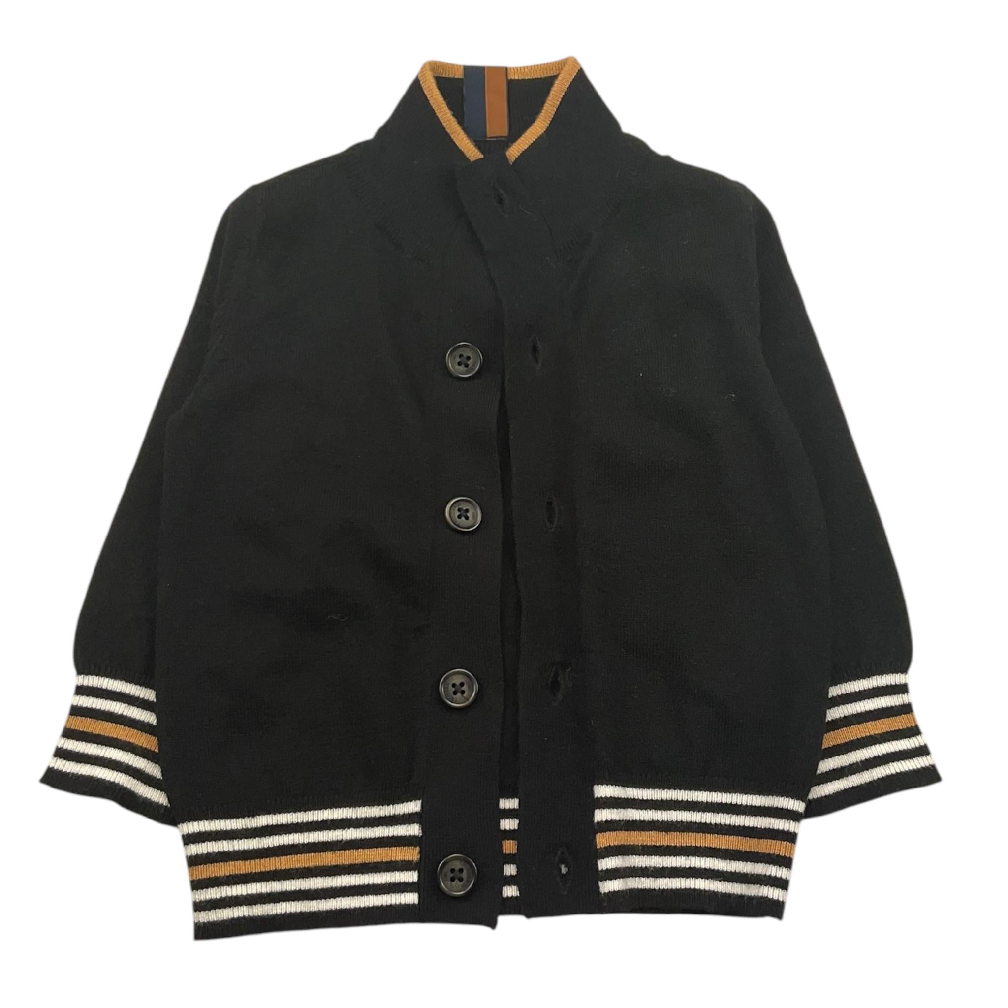 TRUSSARDI cardigan tinta unita cn profil in contrasto Nero per Neonato TIA25077MA NERO TRUSSARDI 