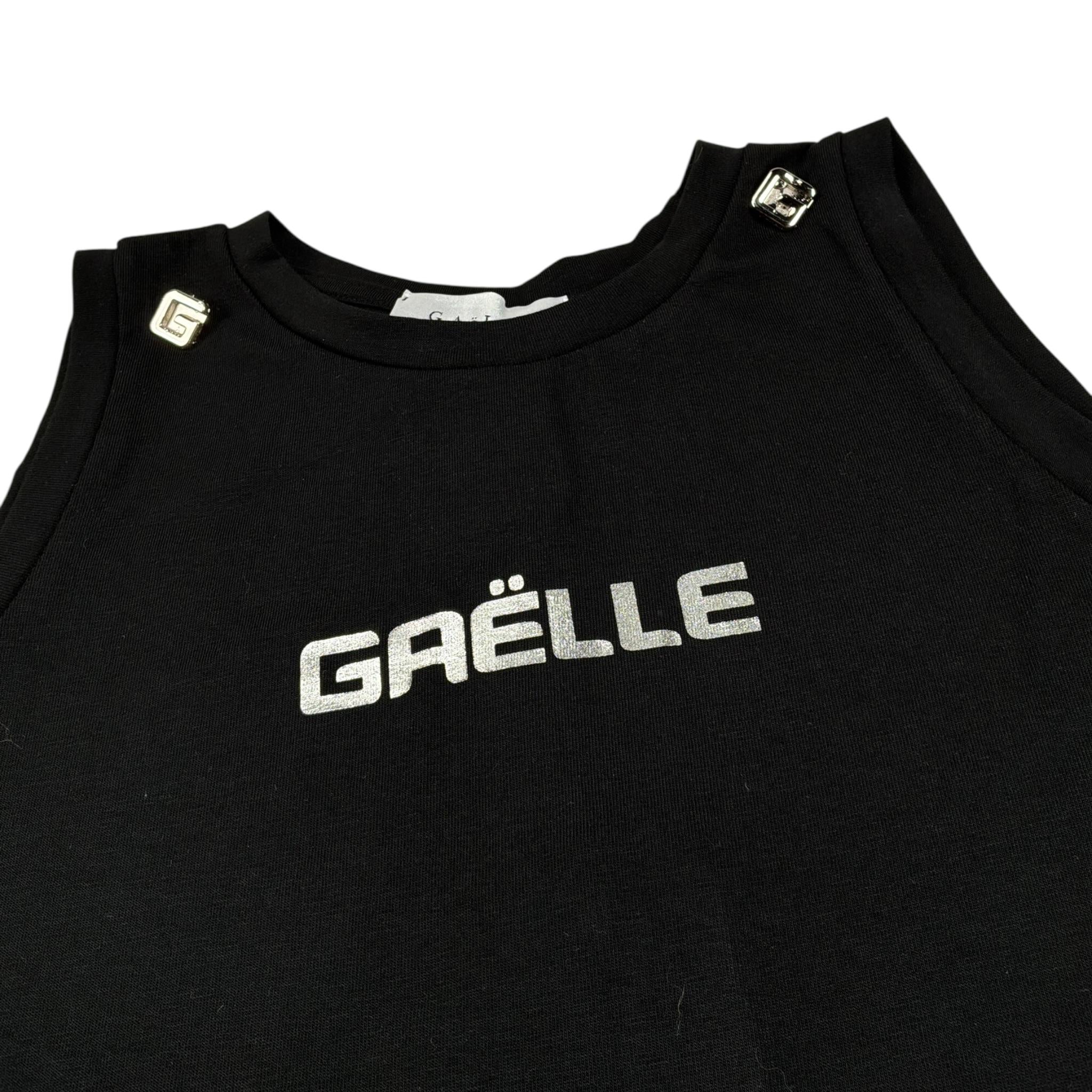 Gaelle Abito tinta unita Giromanica con Stampa Nero per Bambina 2746V00533 NERO GAELLE 