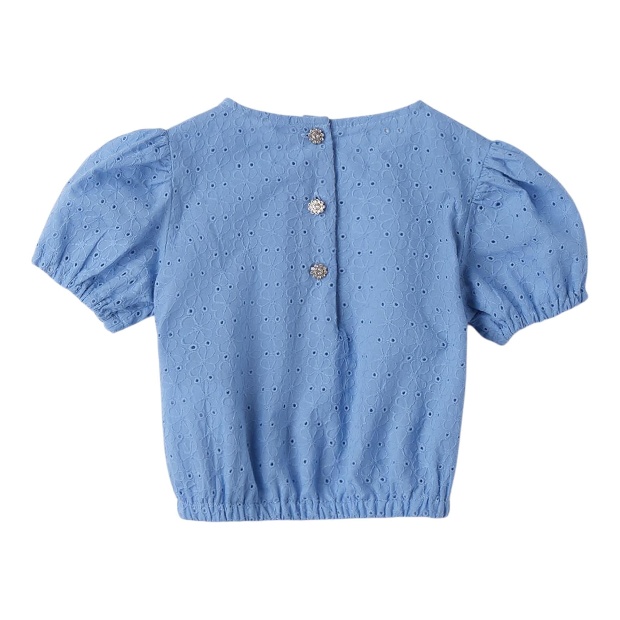 Sarabanda Top Tinta Unita Traforato per Bambina 0B357X AZZURRO SARABANDA 