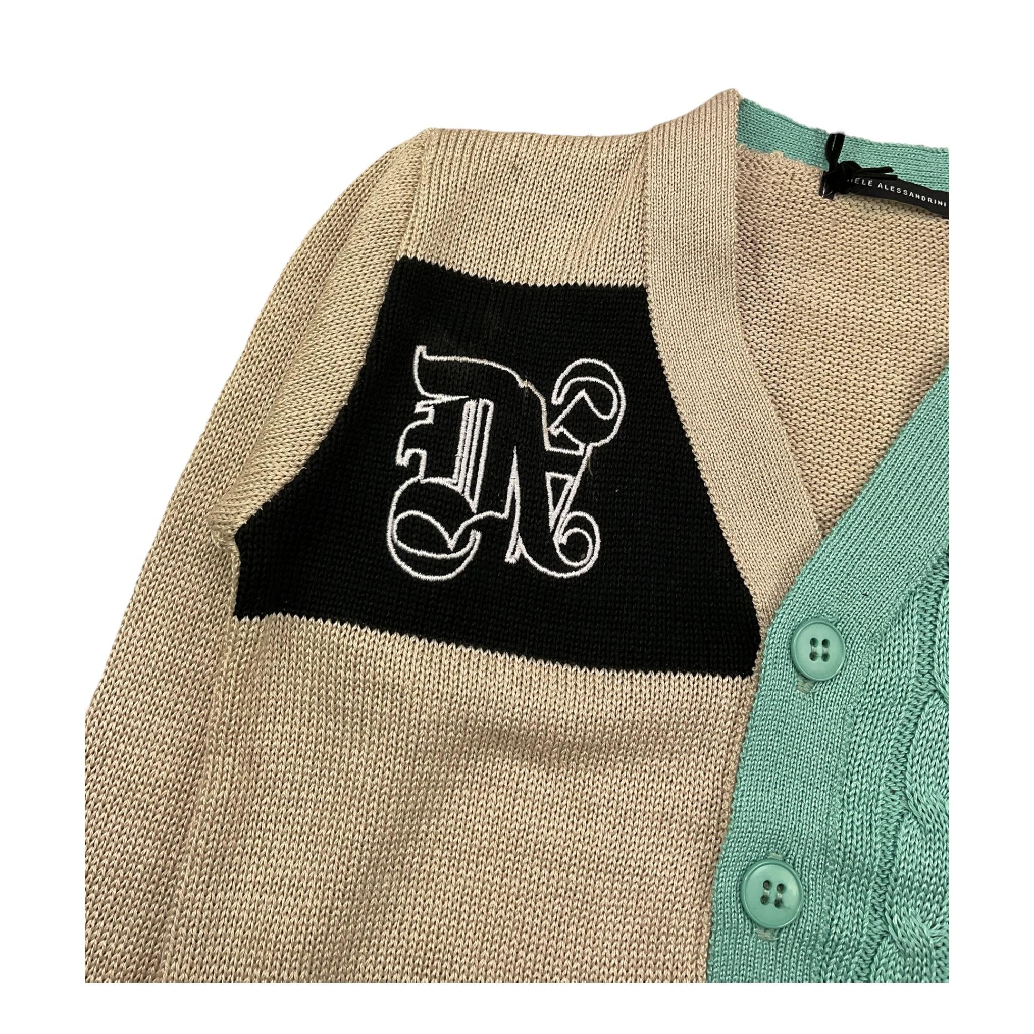 DANIELE ALESSANDRINI cardigan tricolore scollo a v  Beige per Bambino 1231W000833 BEIGE DANIELE ALESSANDRINI 