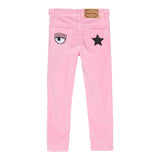 Chiara Ferragni Einfarbige Hose mit verstellbarer Taille aus rosa Wildleder für Mädchen