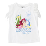 Monnalisa T-Shirt Girocollo Tinta Unita con Stampa Ariel per Bambina 113629PC BIANCO MONNALISA 