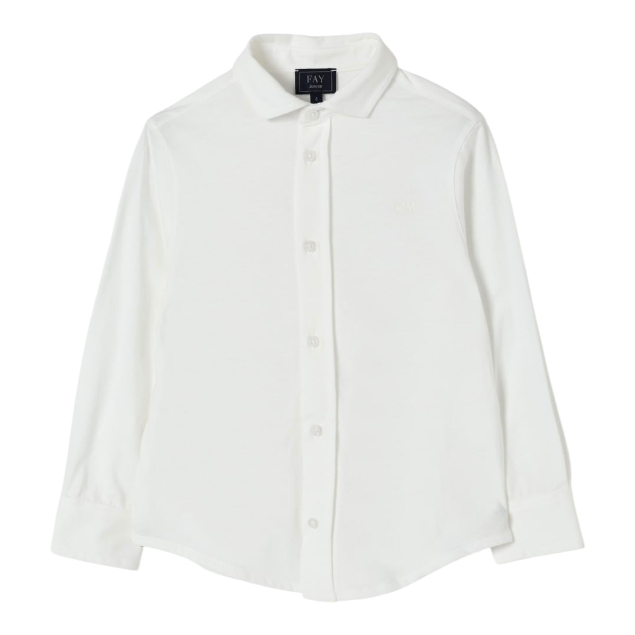 Fay Camicia Tinta Unita Manica Lunga per Bambino FW5Q20 BIANCO FAY 