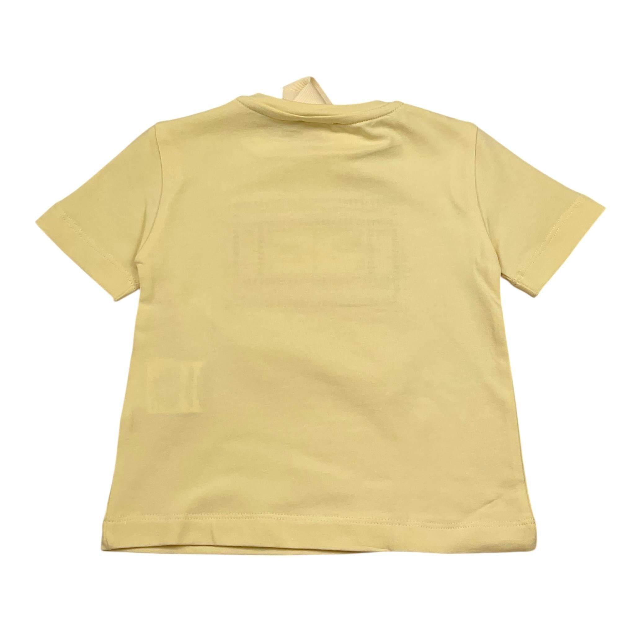 Elisabetta Franchi T-Shirt Girocollo Tinta Unita con Stampa Traforata per Neonata EGTS096N GIALLO ELISABETTA FRANCHI 