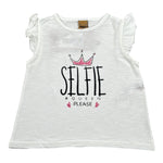 Please T-Shirt Girocollo tinta unita con Stampa Bianco per Neonata MO04030G BIANCO PLEASE 
