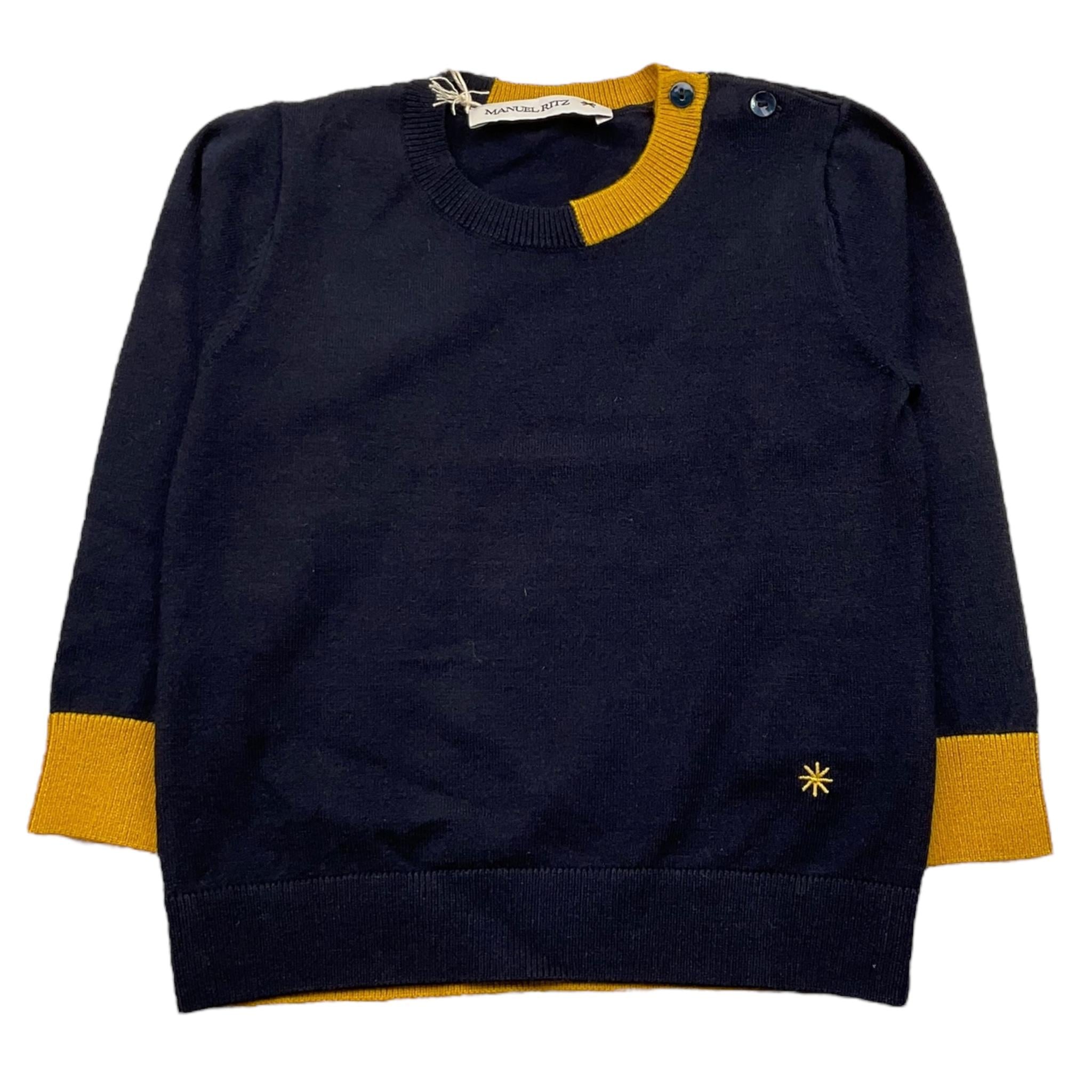 MANUEL RITZ maglia girocollo tinta unita con profili in contrasto Blu per Neonato MR2716N BLU MANUEL RITZ 