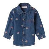 Mini Banda Camicia Manica Lunga tinta unita con Stampa Orsi Blu per Neonato 3B659X BLU MINI BANDA 