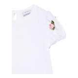 Monnalisa T-Shirt Girocollo Tinta Unita con Applicazioni per Bambina 31E604 BIANCO MONNALISA 