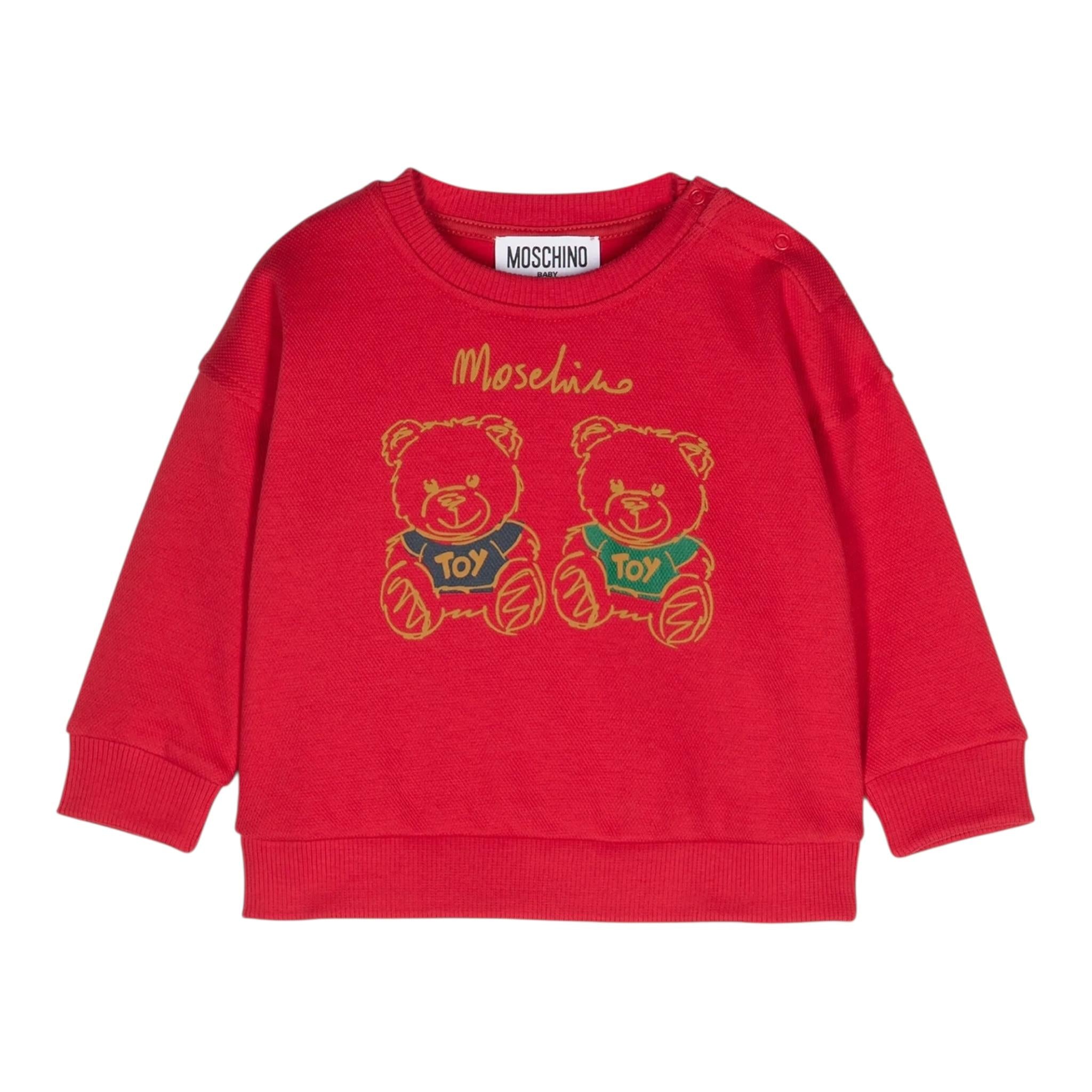 MOSCHINO felpa tinta unita gircollo con stampa Rosso per Bambino HOF07H ROSSO MOSCHINO 