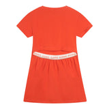 Michael Kors – Orangefarbenes Kleid mit Logo-Print und Rundhalsausschnitt sowie halblangen Ärmeln für Mädchen
