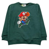 MOUSSE felpa chiusa girocollo tinta unita con stampa mario Verde per Neonato HFKG368G VERDE MOUSSE 
