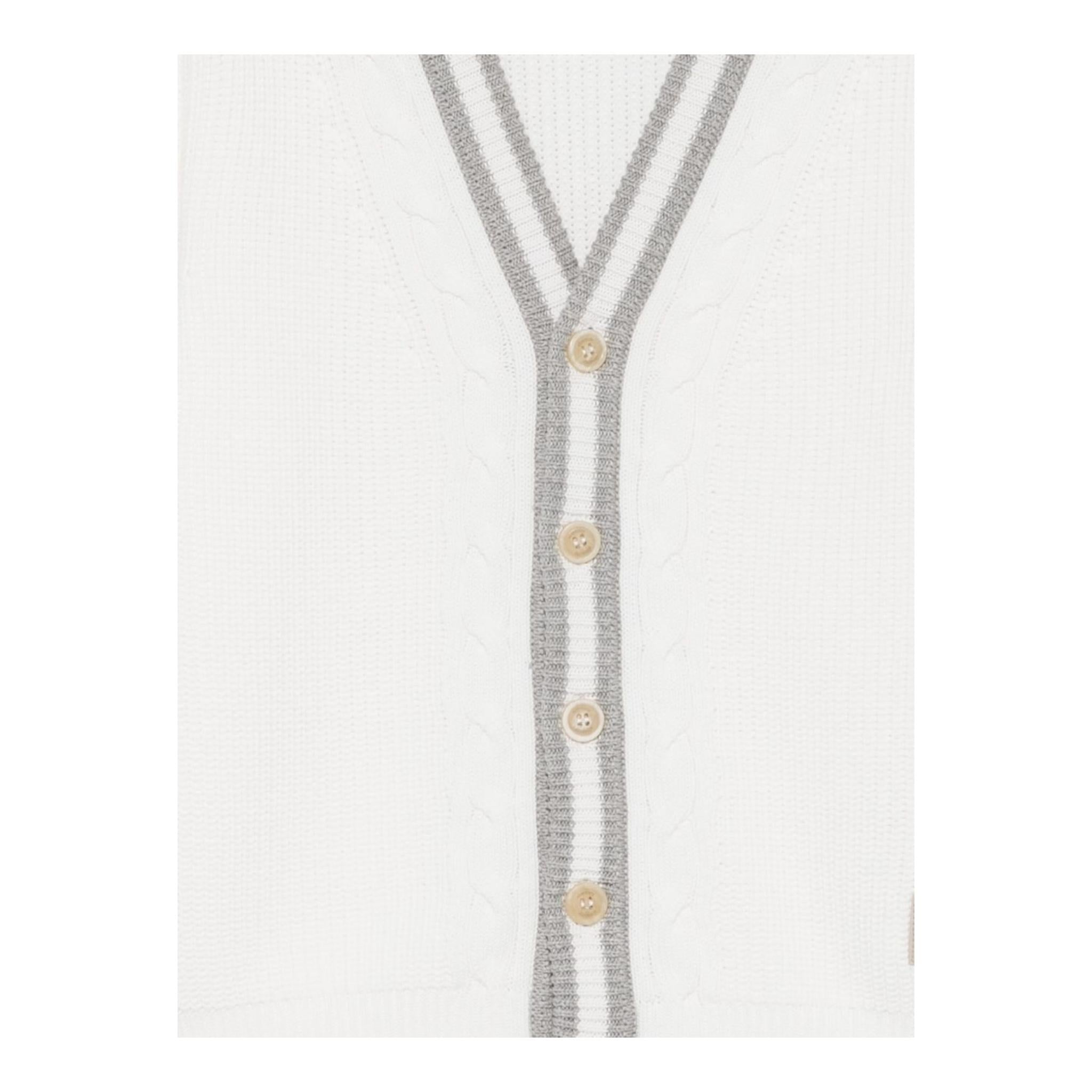 Eleventy Cardigan Tinta Unita con Pofili In Contrasto per Bambino EW9P50 BIANCO ELEVENTY 