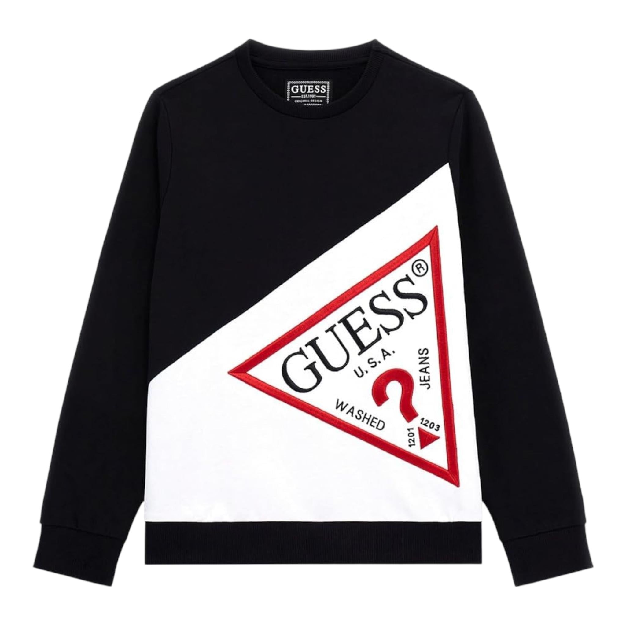 GUESS felpa girocollo tinta unita con stampa Nero per Bambino L4YQ04KA6R4 NERO GUESS 