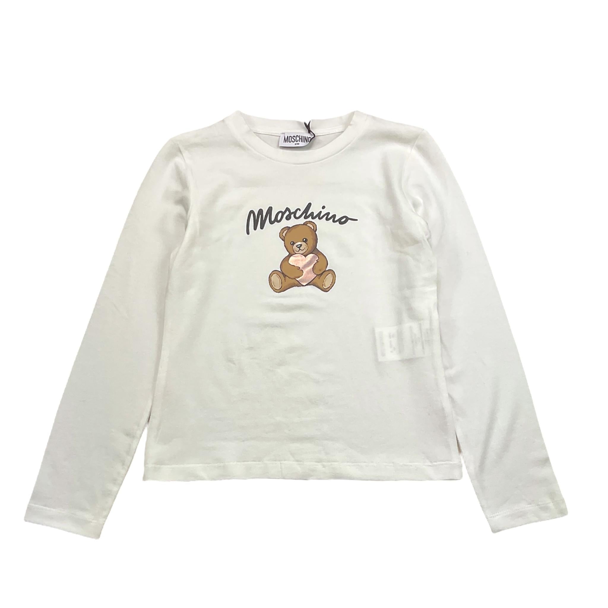 MOSCHINO shirt girocollo tinta unita con stampa Bianco per Bambina HDO010 BIANCO MOSCHINO 