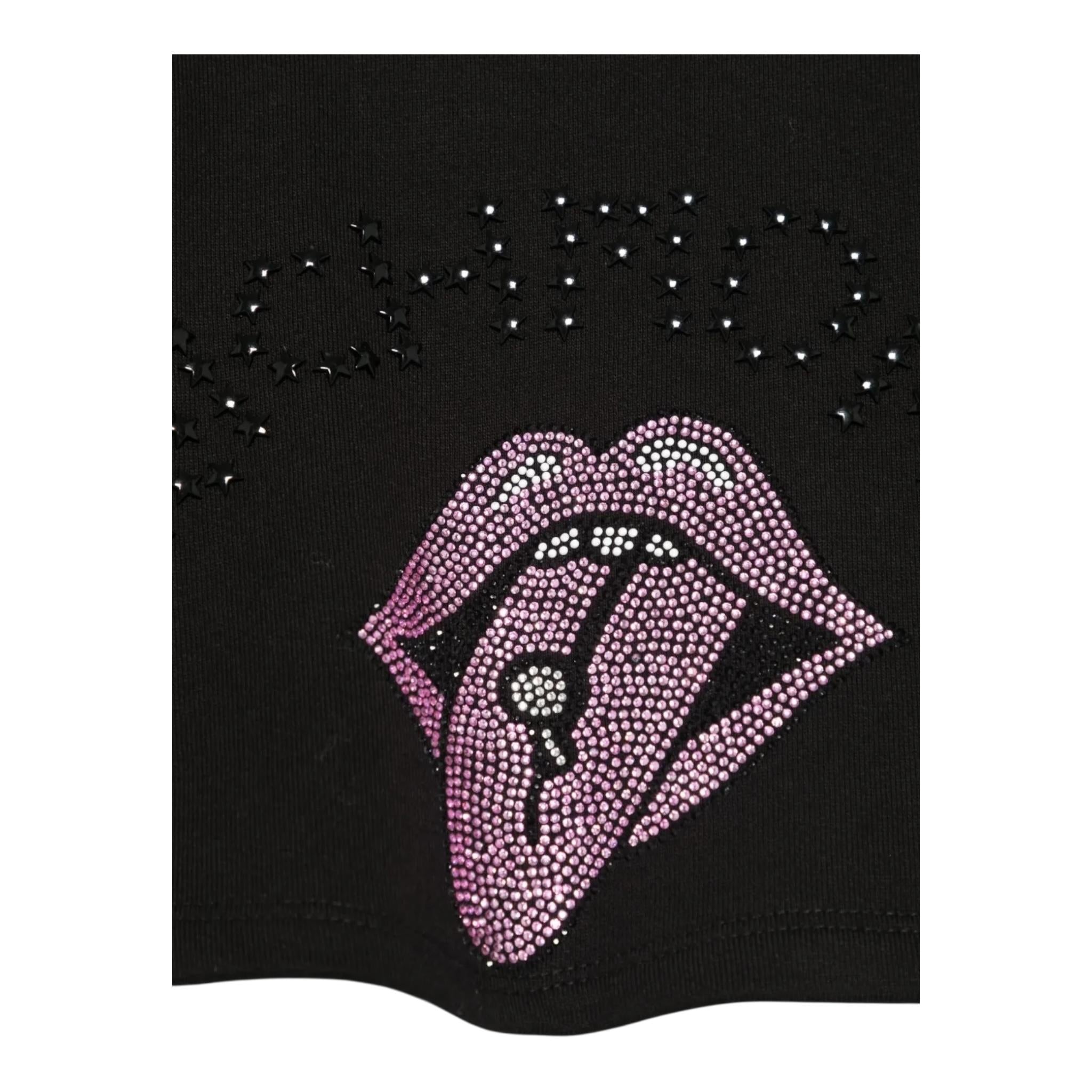 JOHN RICHMOND t-shirt tinta unita girocollo con stampa brillantini Nero per Bambina RGA24150TSX NERO JOHN RICHMOND 