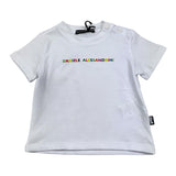 Daniele Alessandrini Einfarbiges T-Shirt mit Rundhalsausschnitt und weißer Tasche für Neugeborene