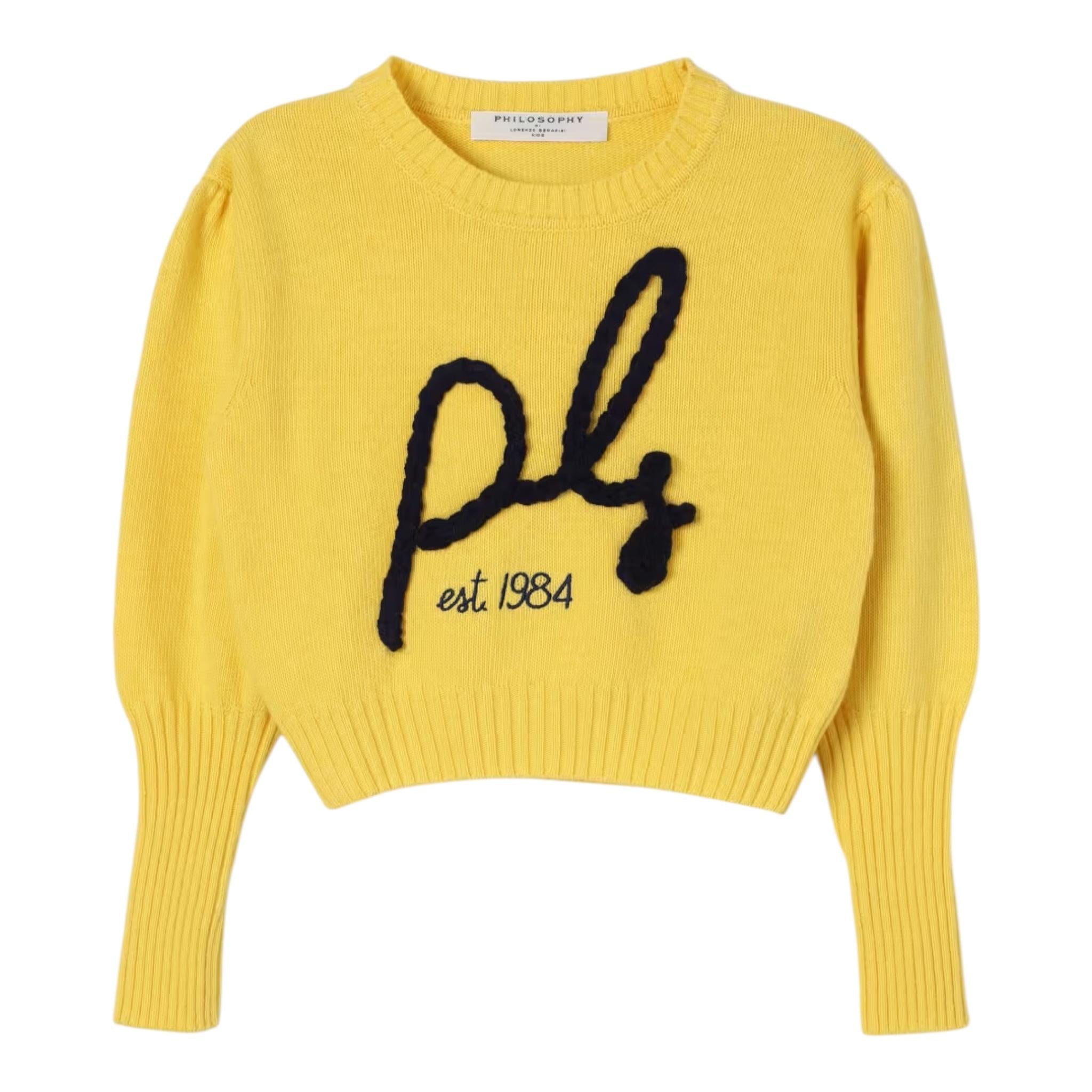PHILOSOPHY maglia girocollo tinta unita con ricamo in contrasto Giallo per Bambina PFMA033 GIALLO PHILOSOPHY 