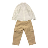 Barcellino Kompletthose-Shirt Zweifarbig Weiß/Beige Für Neugeborene